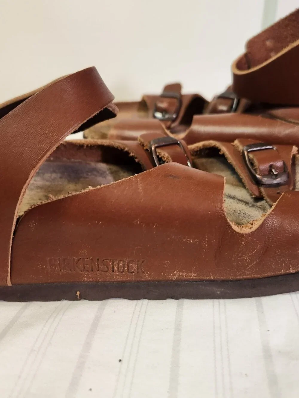 Discontinued Vintage Birkenstock Leather Gladiator Ankle Wrap Sandals Brown EU37
